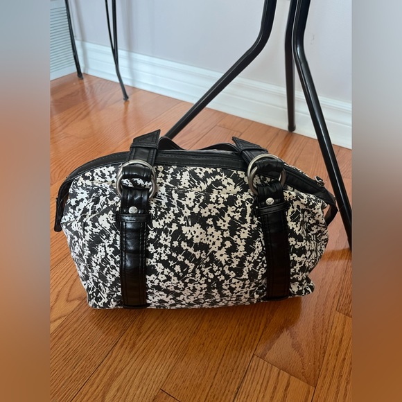 ROXY Handbag Black & White Floral Cotton Purse - Picture 9 of 16